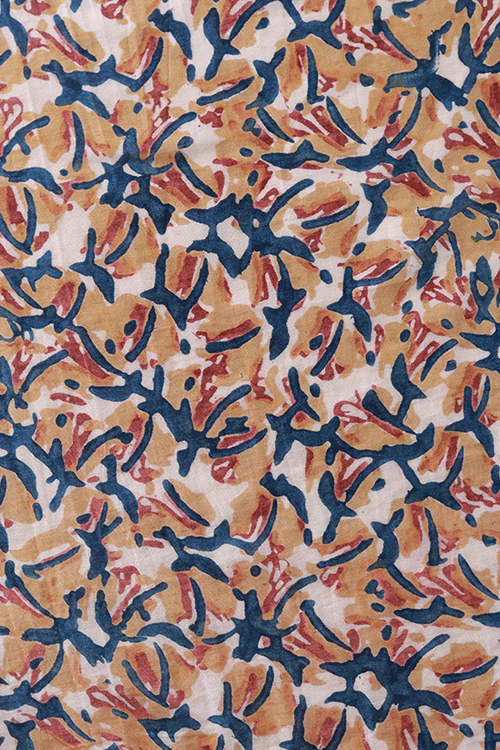 Creative Bee Natural Dyed Block Print Cotton x Silk Fabric (0.5 Meter) - Image 2