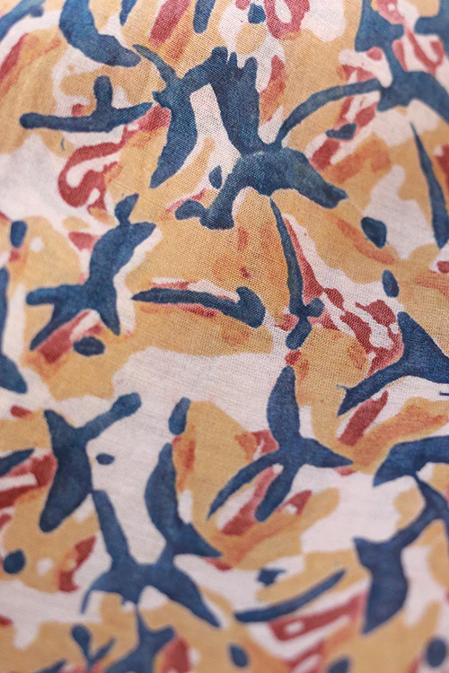 Creative Bee Natural Dyed Block Print Cotton x Silk Fabric (0.5 Meter) - Image 3