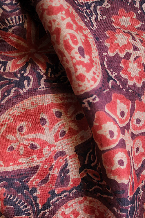Creative Bee 'PRACHIN' Natural Dye Block Print Silk Fabric (0.5 Meter) - Image 3