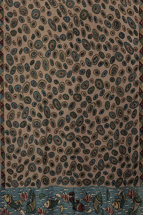 Creative Bee 'Ripple' Natural Dye Hand-Painted Kalamkari Cotton x Silk Dupatta - Image 2