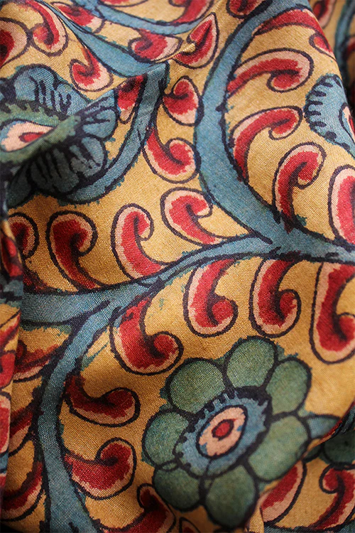 Creative Bee 'romano' Natural Dye Hand-Painted Kalamkari Tussar X Cotton Fabric (0.50 meter) - Image 2