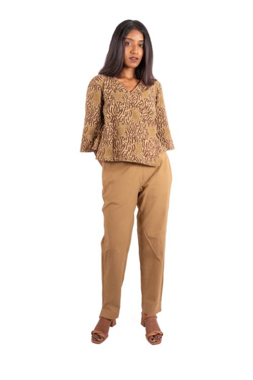 Creative Bee 'SANDTIDE' Wrap Top With Natural Dye, Hand Block Printed With Tortoise Design - Image 3