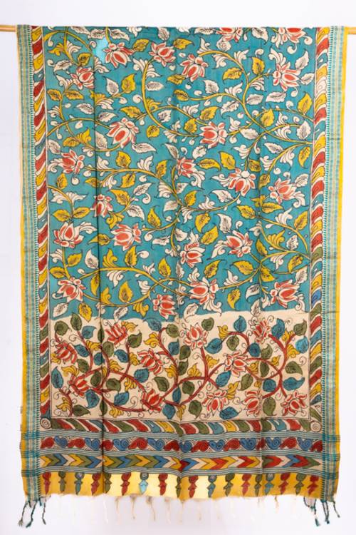 Creative Bee 'SIERRA' Natural Dye, Hand Painted Kalamkari Tussar Dupatta - Image 2