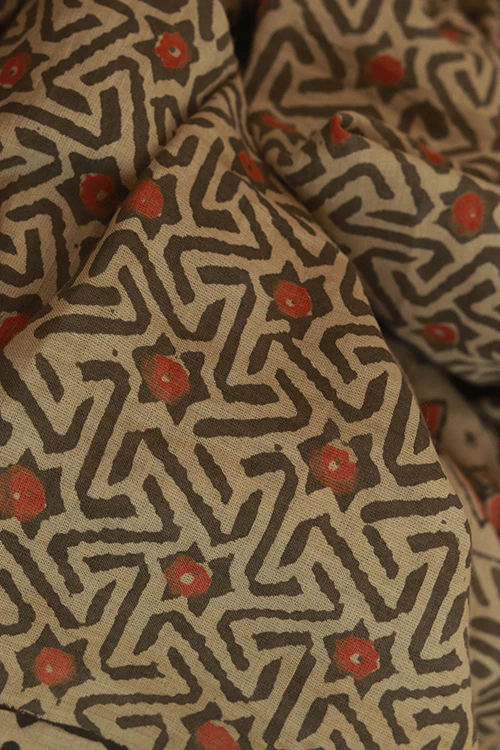 Creative Bee 'spin' Natural Dye Block Print Cotton Stole - Image 3