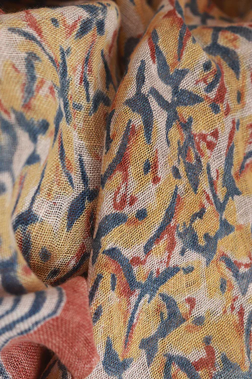 Creative Bee 'sunshine' Natural Dye Block Print Linen Stole - Image 3