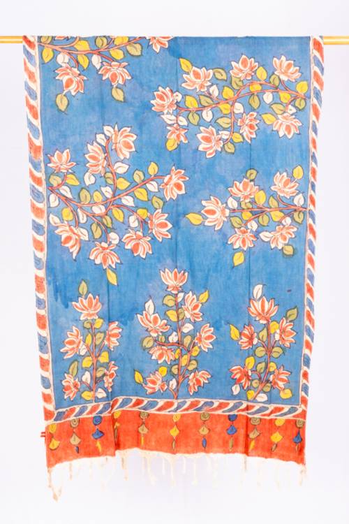 Creative Bee 'TANSY' Natural Dye Hand-Painted Kalamkari Cotton Stole - Image 2