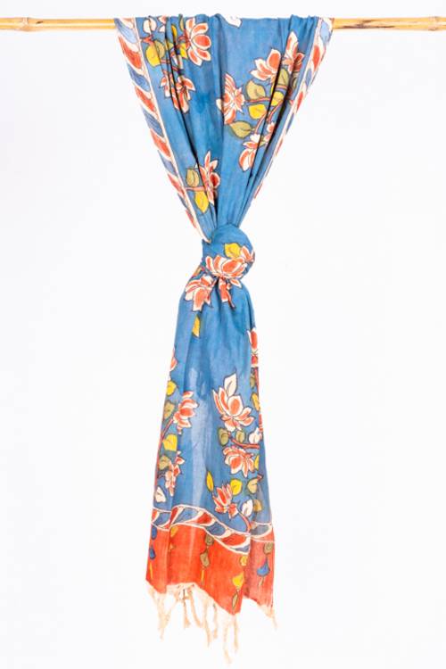 Creative Bee 'TANSY' Natural Dye Hand-Painted Kalamkari Cotton Stole - Image 3