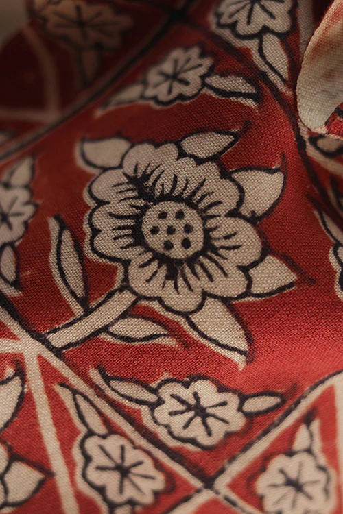 Creative Bee 'TILE' Natural Dye Block Print Cotton Fabric (0.5 Meter) - Image 2