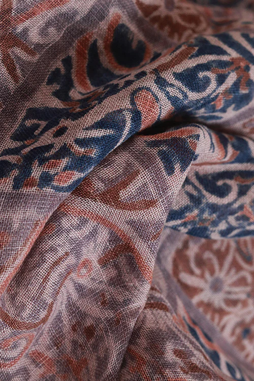 Creative Bee 'tiles' Natural Dye Block Print Linen Stole - Image 2