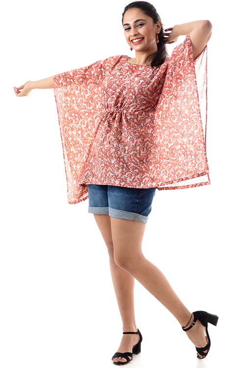 Creative Bee 'TULIP' Natural Dyed Block-Print Handwoven Cotton Kaftan - Image 3