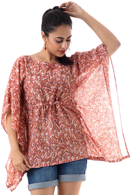 Creative Bee 'TULIP' Natural Dyed Block-Print Handwoven Cotton Kaftan - Image 4