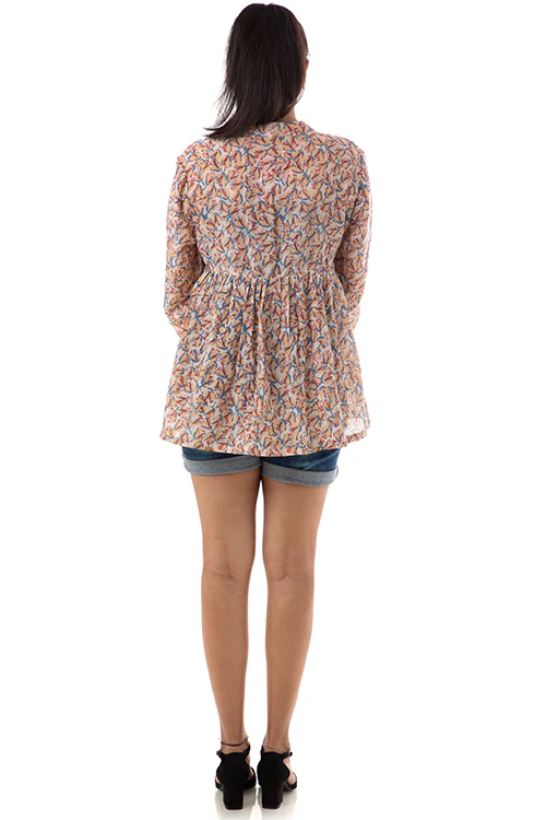 Creative Bee 'TULIPA' Natural Dyed Block-Print Handwoven Gathered Jacket - Image 6