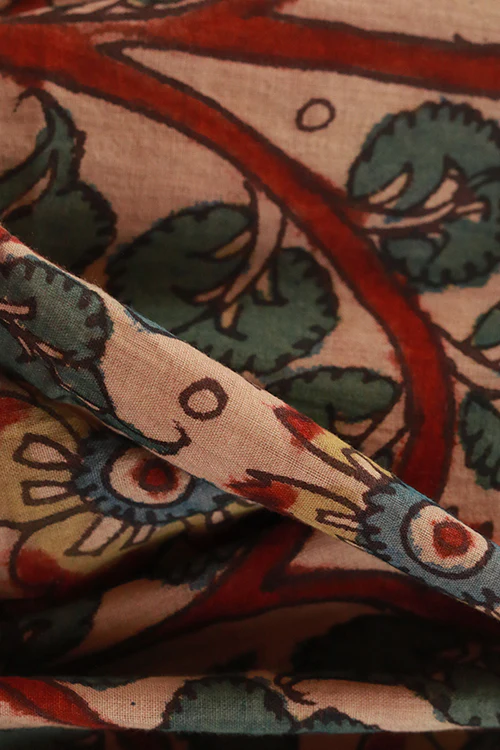 Creative Bee 'VERDANT' Natural Dyed Hand-Painted Kalamkari Cotton Fabric (0.5 Meter) - Image 2