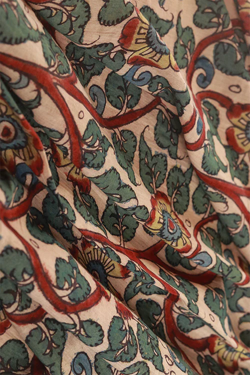 Creative Bee 'VERDANT' Natural Dyed Hand-Painted Kalamkari Cotton Fabric (0.5 Meter) - Image 5