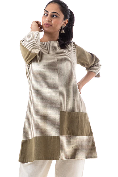 Creative Bee 'VOYAGE' Natural Dyed Handwoven Pure Cotton Travel Tunic - Image 3