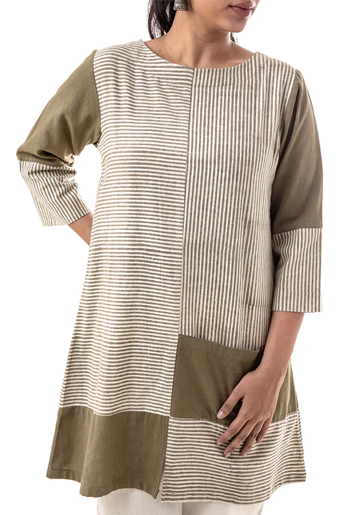Creative Bee 'VOYAGE' Natural Dyed Handwoven Pure Cotton Travel Tunic - Image 5