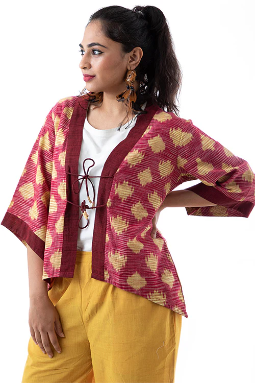 Creative Bee 'ZULU' Handwoven Ikat Cotton Shrug - Image 4