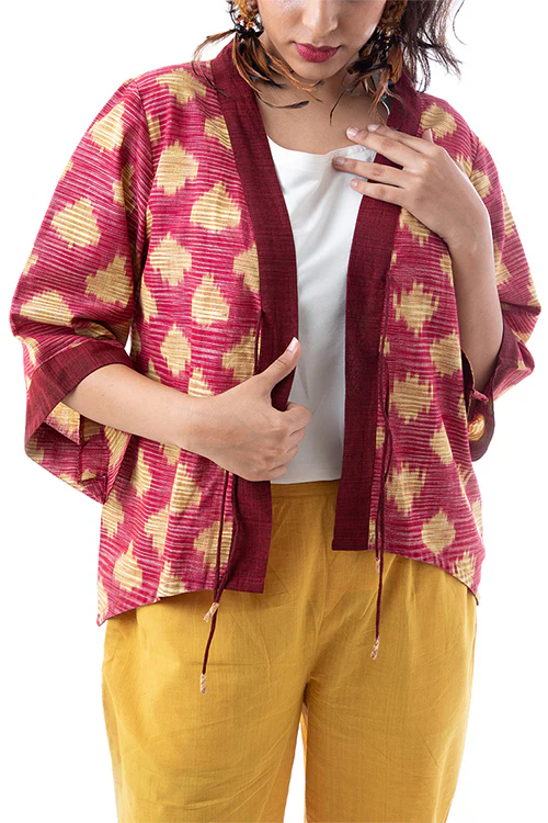 Creative Bee 'ZULU' Handwoven Ikat Cotton Shrug - Image 5