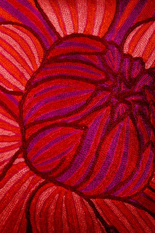 Zaina By Ctok Dahlias Chainstitch Embroidered Cushion Cover Red & Yellow - Image 3