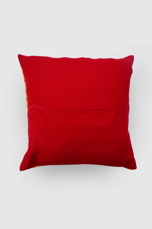 Zaina By Ctok Dahlias Chainstitch Embroidered Cushion Cover Red & Yellow - Image 5
