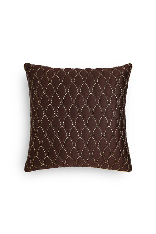 Onset Homes Darwaja Quilted Cushion Cover-Chocolate