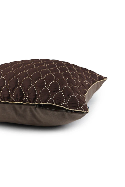 Onset Homes Darwaja Quilted Cushion Cover-Chocolate - Image 3