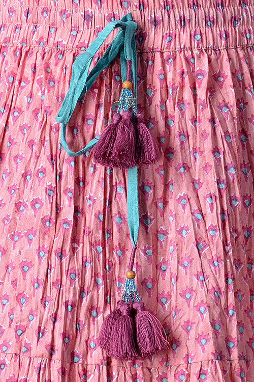 Dharan "Dazzle Skirt" Pink Block Printed Skirt - Image 3