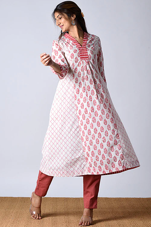 Dharan "Aman kurta" White Block Printed Kurta - Image 3