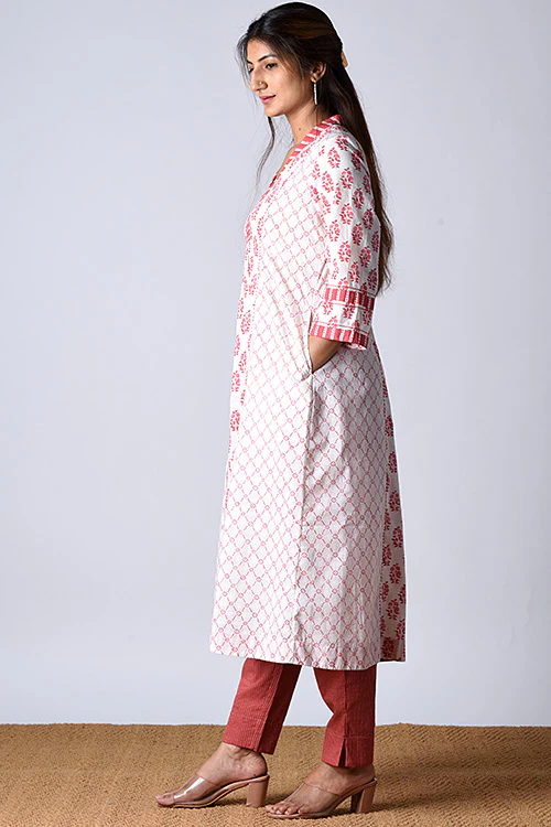 Dharan "Aman kurta" White Block Printed Kurta - Image 4