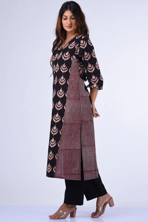 Dharan " Black Kali Kurta"Black Block Printed Kurta - Image 5