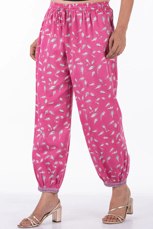 Dharan "Bloosom Dogri Pants" Pink Block Printed Pants - Image 3