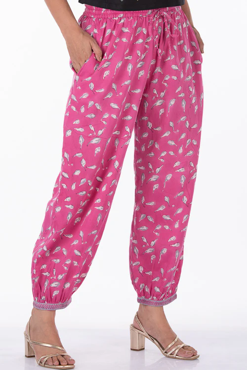 Dharan "Bloosom Dogri Pants" Pink Block Printed Pants - Image 4