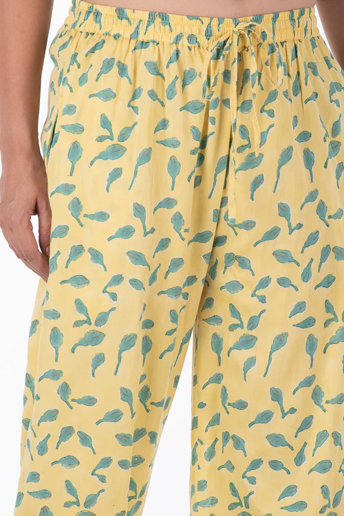 Dharan "Bloosom Dogri Pants" Yellow Block Printed Pants - Image 4