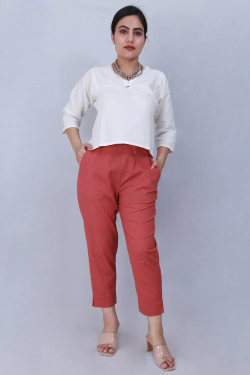 Dharan 'Coral Narrow Pant' Coral Woven Pants - Image 5