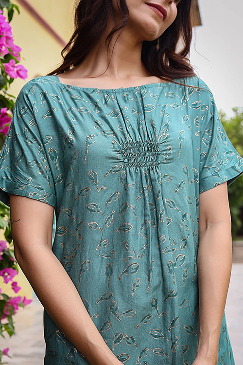 Dharan "Dema Dress" Green Block Printed Dress - Image 3
