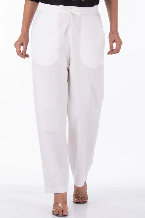 Dharan "Dori Pants" White Embroidered Straight Pants - Image 2