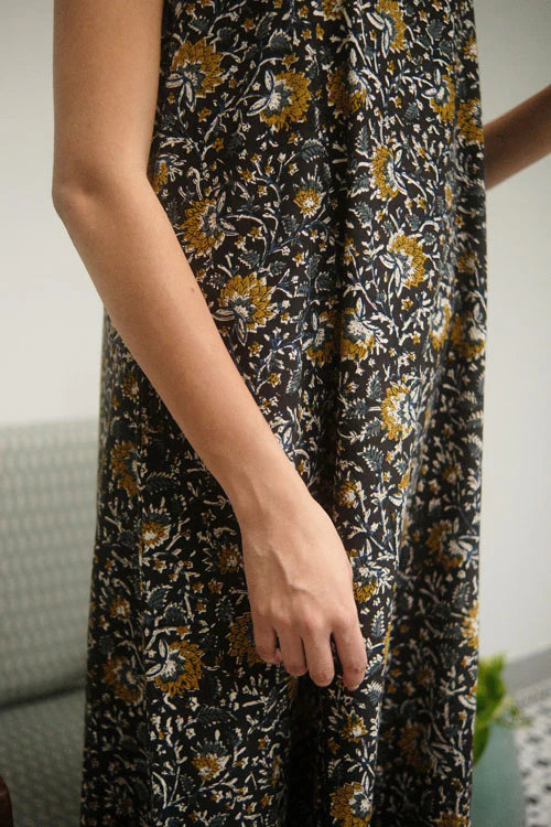 Dharan Hand Block Print "Black Jhalar Dress" - Image 4