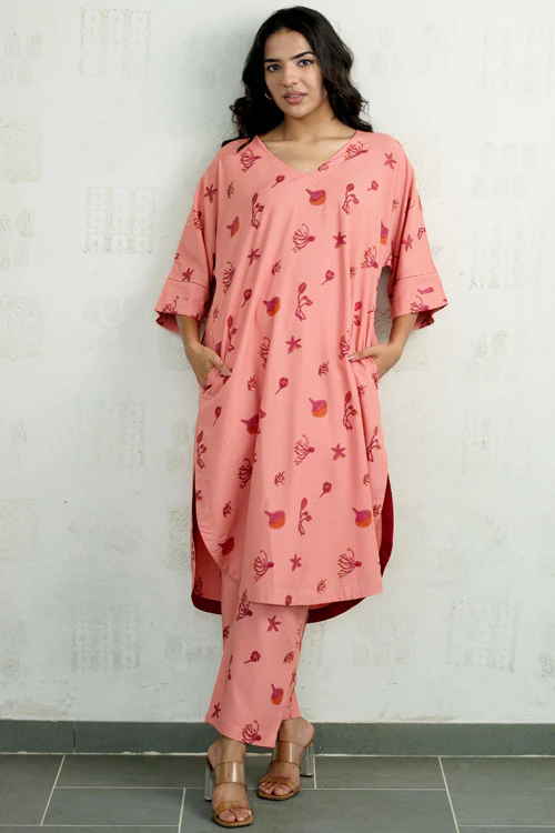 Dharan Hand Block Print "Peach Aura Suit Set" - Image 2