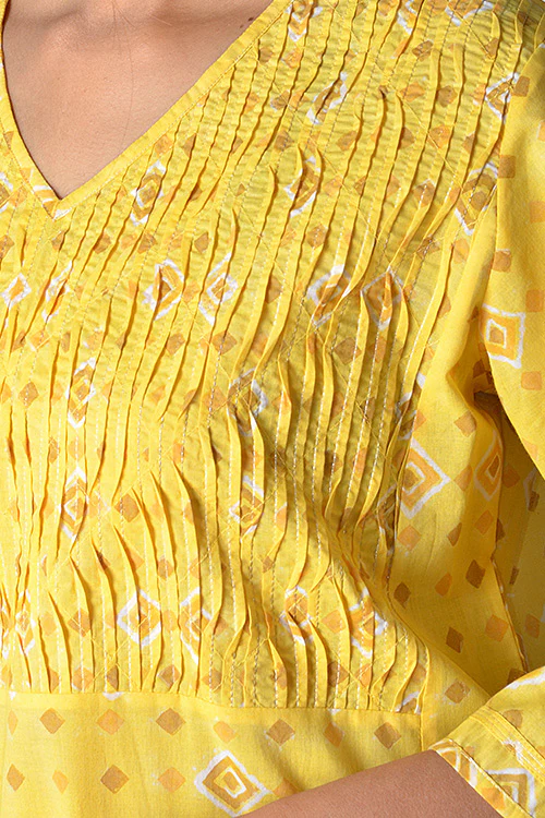 Dharan "Heera Kurta" Yellow Block Printed Kurta - Image 3