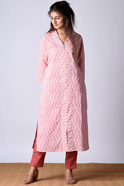 Dharan "Kaafsa Kurta" Coral Block Printed Kurta/Tunic - Image 5
