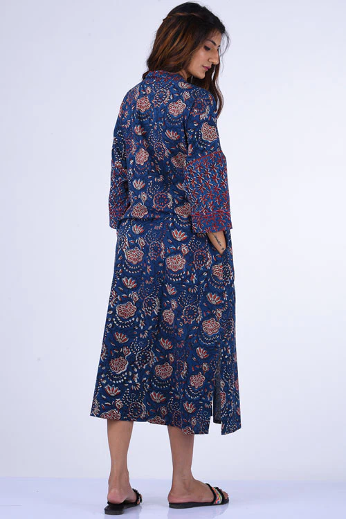 Dharan "Kaafsa Kurta" Indigo Block Printed Kurta - Image 3