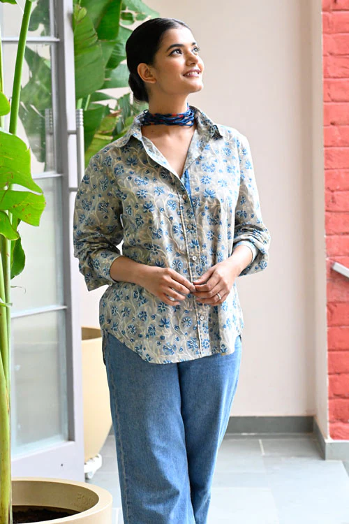 Dharan Kantha Embroidery "Dark Grey Vibe Shirt" - Image 3