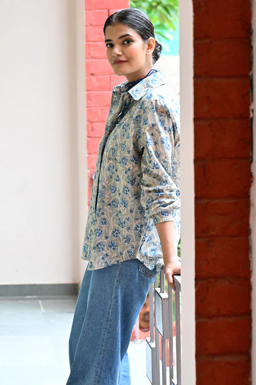 Dharan Kantha Embroidery "Dark Grey Vibe Shirt" - Image 5