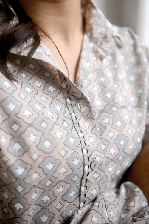 Dharan Kantha Embroidery "Grey Vibe Shirt" - Image 4