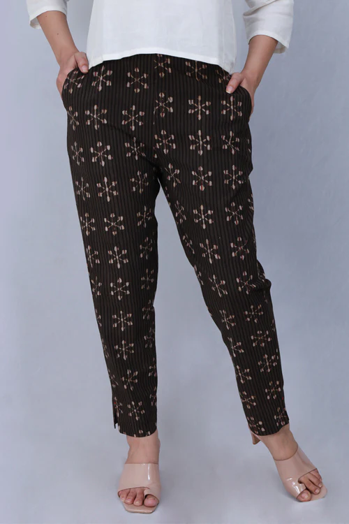Dharan 'Kashish Narrow Pant' Brown Block printed Narrow Pant - Image 3