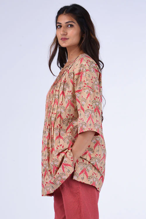 Dharan "Kuhu Top" Fawn Block Printed Top - Image 3
