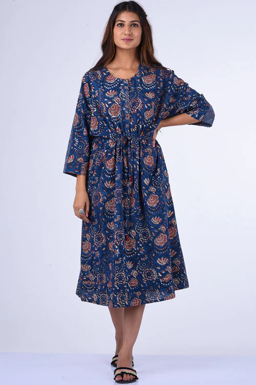 Dharan "Miko Kaaftan" Indigo Block Printed Kaaftan - Image 3