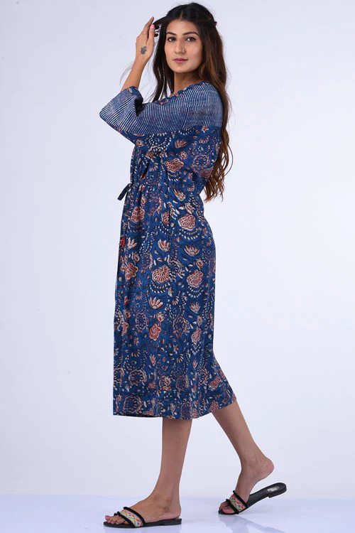 Dharan "Miko Kaaftan" Indigo Block Printed Kaaftan - Image 4