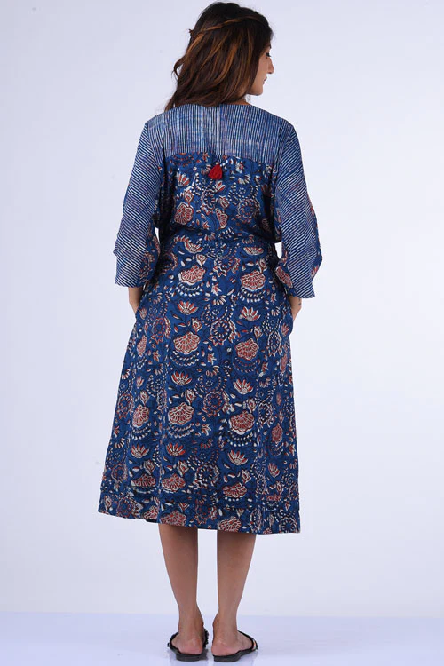 Dharan "Miko Kaaftan" Indigo Block Printed Kaaftan - Image 5