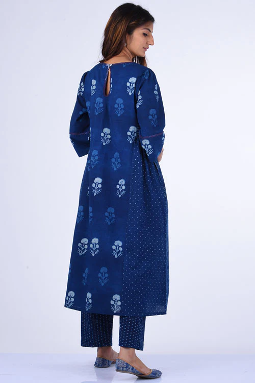 Dharan "Rasa Dress" Indigo Block Printed Dress - Image 3